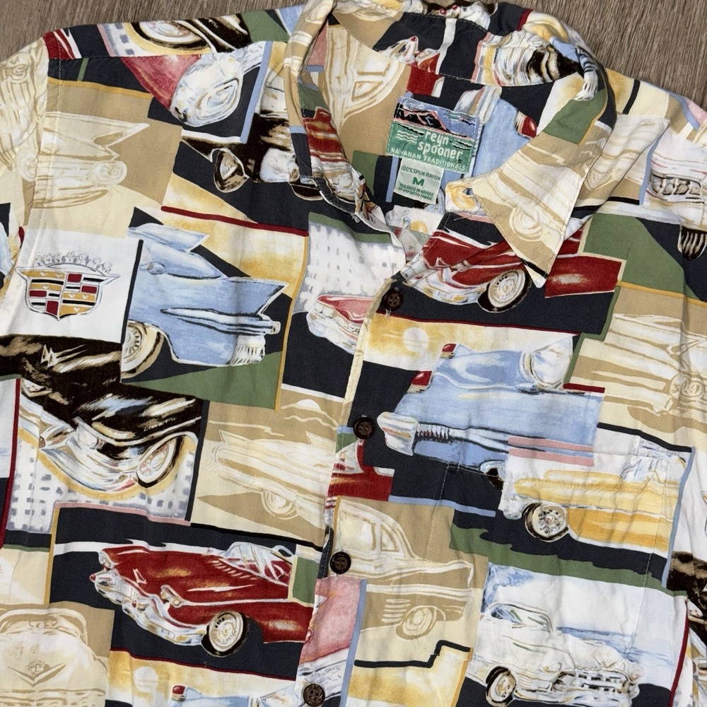 Vintage Reyn Spooner Cadillac Short Sleeve Button Up Rayon Shirt Men's Medium
